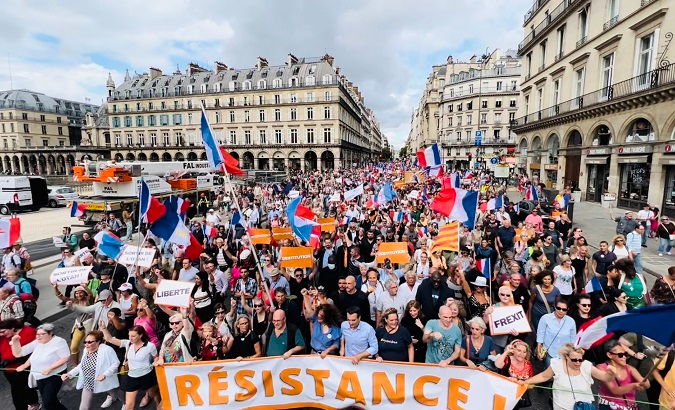 Protest against the EU policies and inflation in Paris amid energy crisis in September 2022