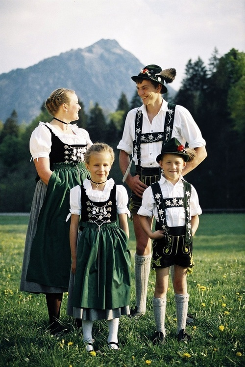 Young Germans in traditional clothes